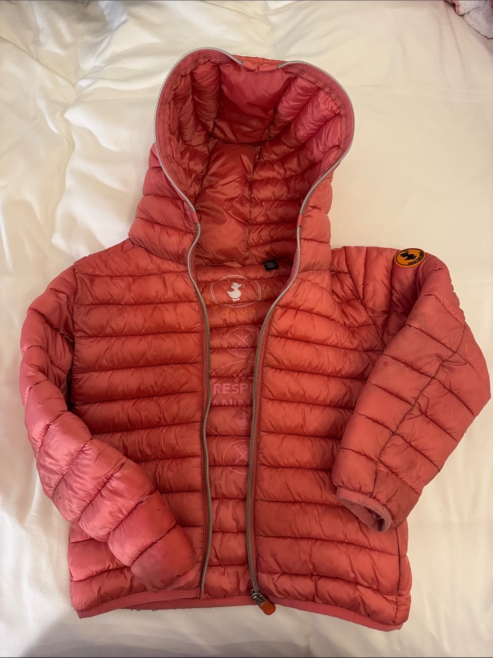 Girls Save The Duck Coral Puffer Jacket with Hood